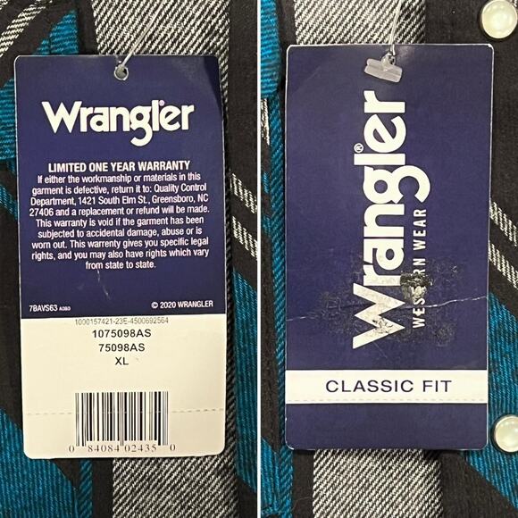 ★ Wrangler (NWT) Western Striped Long Sleeve Wool Button-Up Shirt ★ - Picture 2 of 7